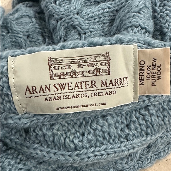 Aran‎ Sweater Snood Chunky Sc‎arf Butto‎ns Misty Marl 100% New Wool Ireland $110 - Picture 5 of 5